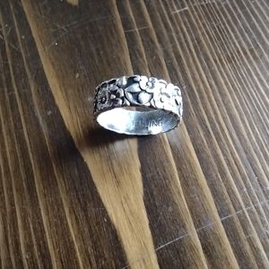 Sterling Silver Flower Band Ring Boho Hippie
